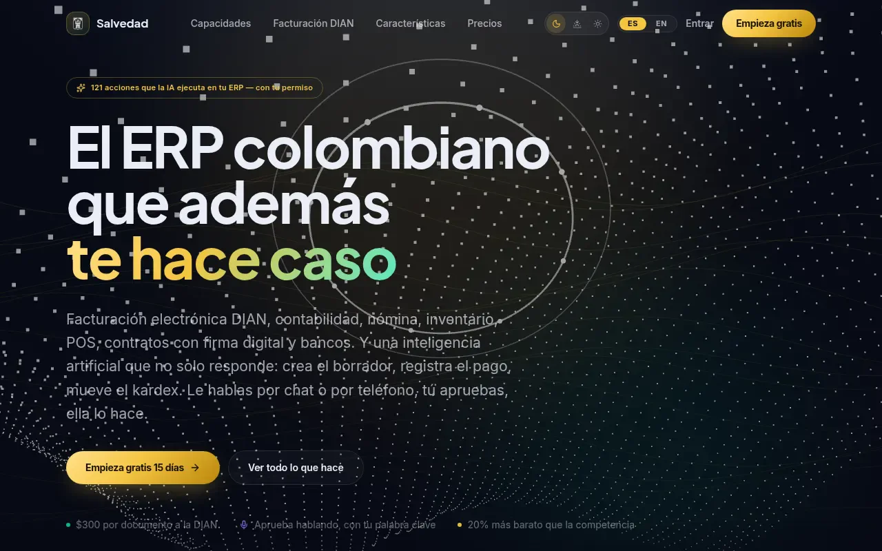 salvedad.co en tema noche: el ERP con su asistente de IA